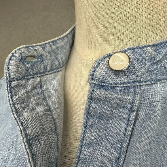 Lauren Ralph Lauren Denim Shirt Dress 4 Belted Short Sleeve Button Front Pockets - Picture 8 of 13